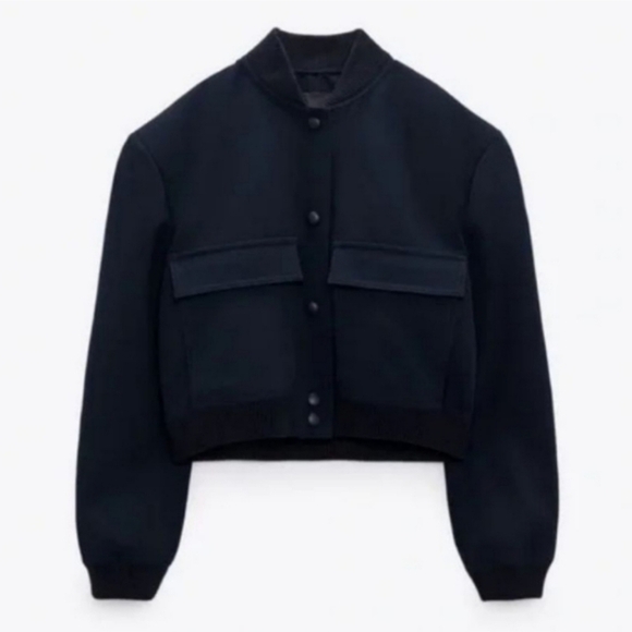 ZARA MAXI POCKET BOMBER JACKET BLACK NWT - Picture 11 of 13